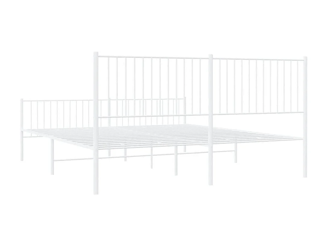 Lit double | Lit adulte | Cadre de lit métal et pied de lit blanc 200x200 cm