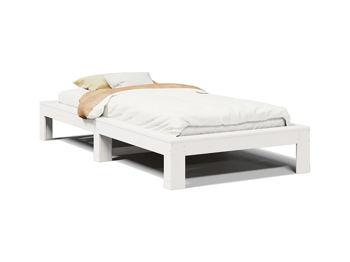 Letto per adulti | Letto singolo | Giroletto senza Materasso Bianco 100x200 cm Legno Massello Pino