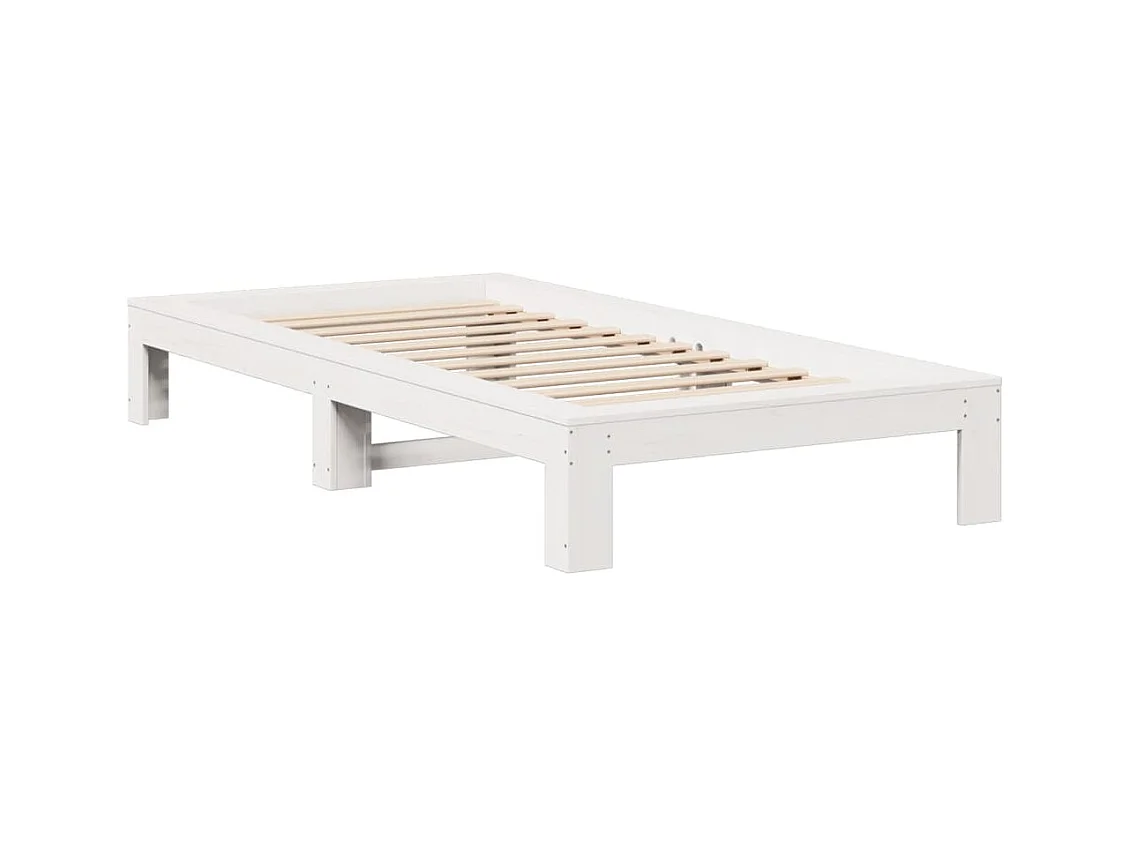 Letto per adulti | Letto singolo | Giroletto senza Materasso Bianco 100x200 cm Legno Massello Pino