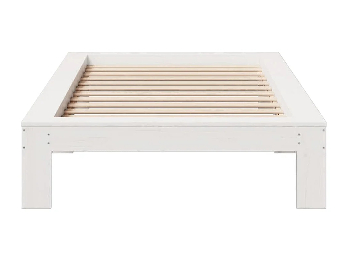 Lit simple | Lit adulte, enfant | Cadre de lit blanc 100x200 cm bois de pin massif