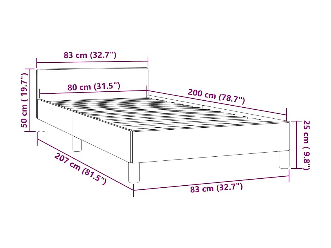 Lit simple | Lit adulte, enfant | Cadre de lit gris foncé 80x200 cm velours