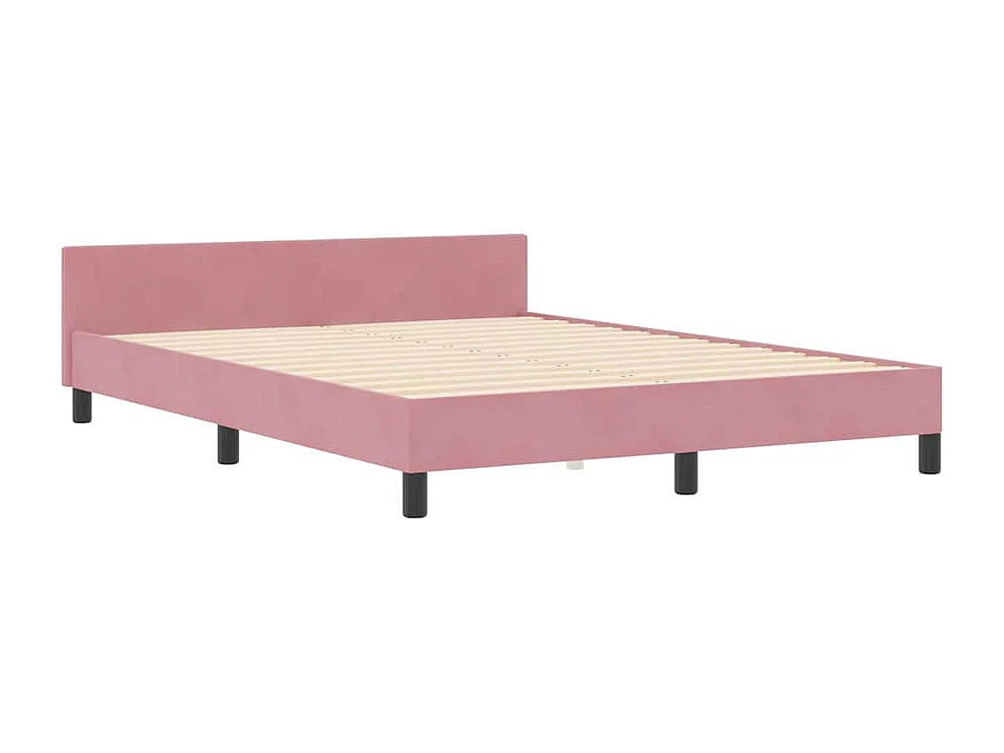 Lit double | Lit adulte | Cadre de lit avec tête de lit Rose 160x200 cm Velours