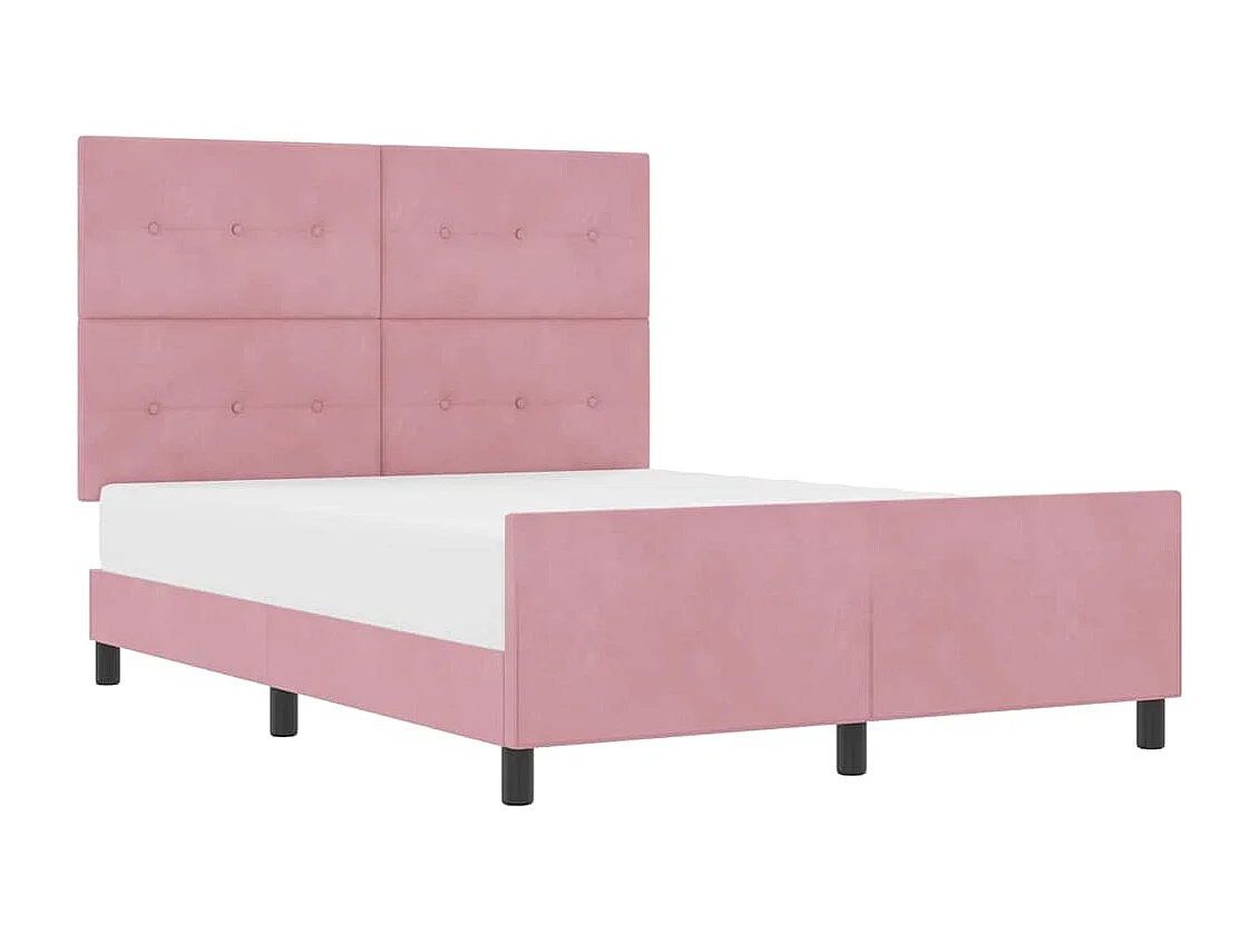 Lit double | Lit adulte | Cadre de lit avec tête de lit Rose 160x200 cm Velours