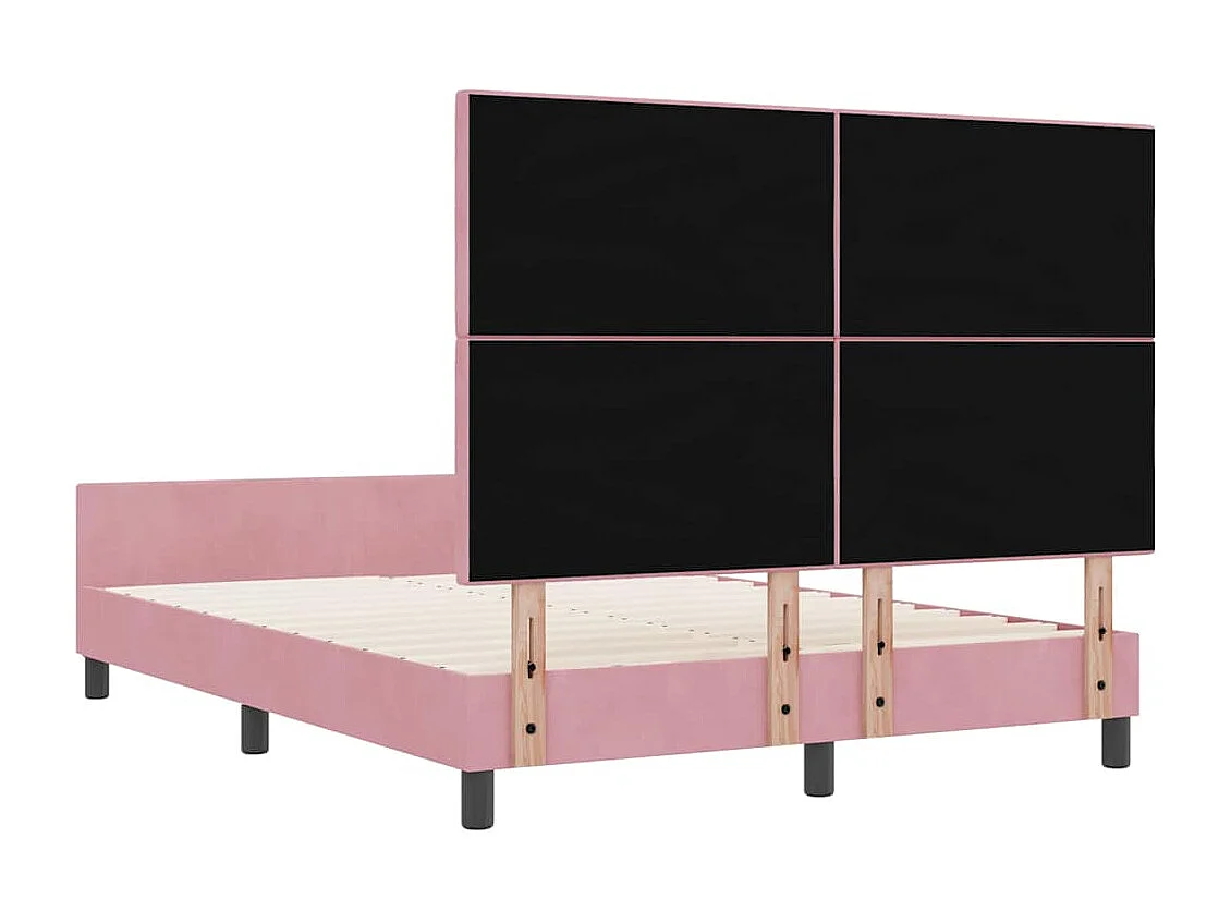 Lit double | Lit adulte | Cadre de lit avec tête de lit Rose 160x200 cm Velours