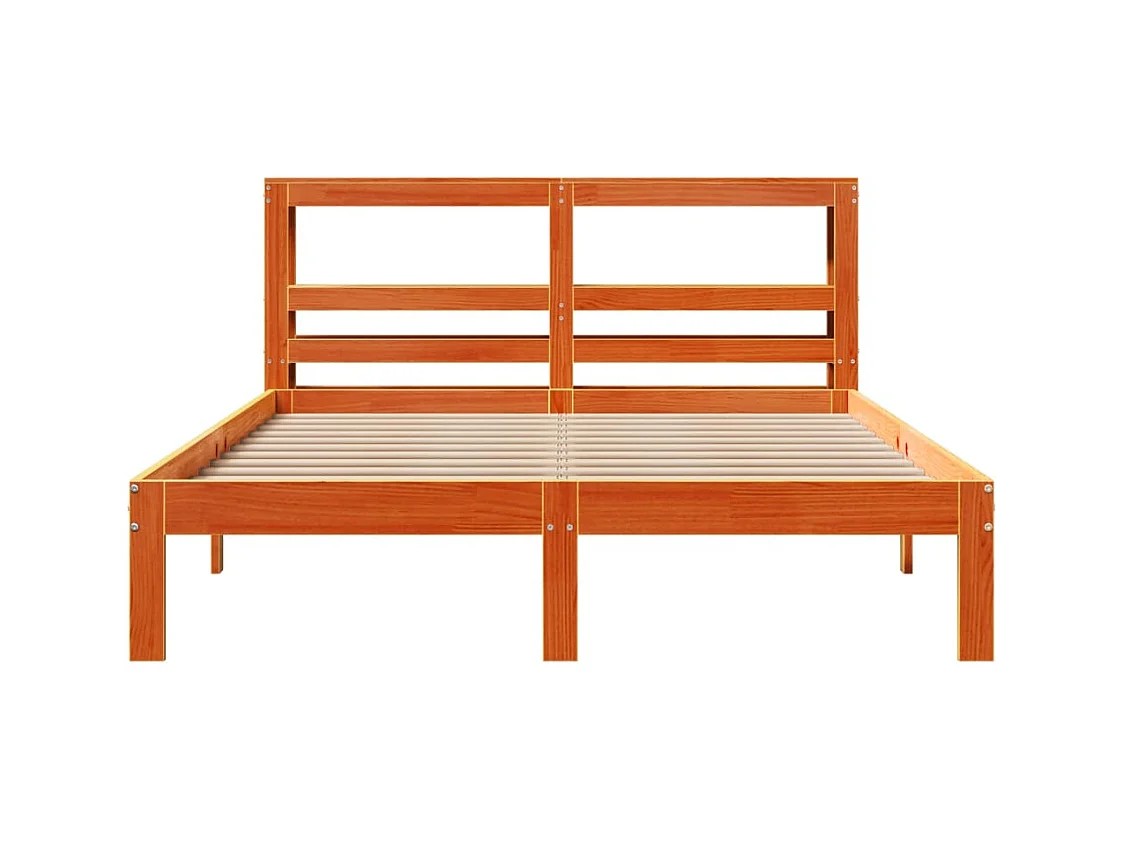 Lit double | Lit adulte | Cadre de lit cire marron 140x190cm bois pin massif