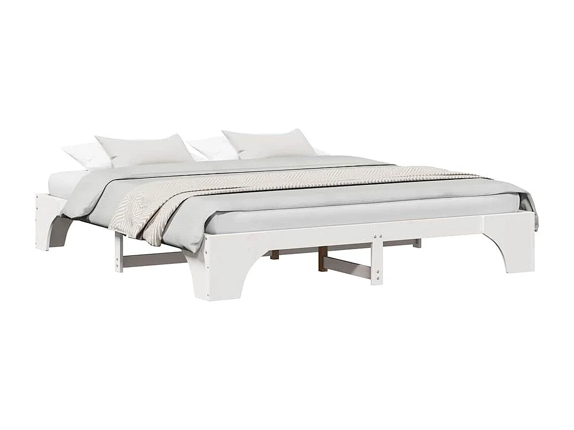 Lit double | Lit adulte | Cadre de lit blanc 200x200 cm en bois massif