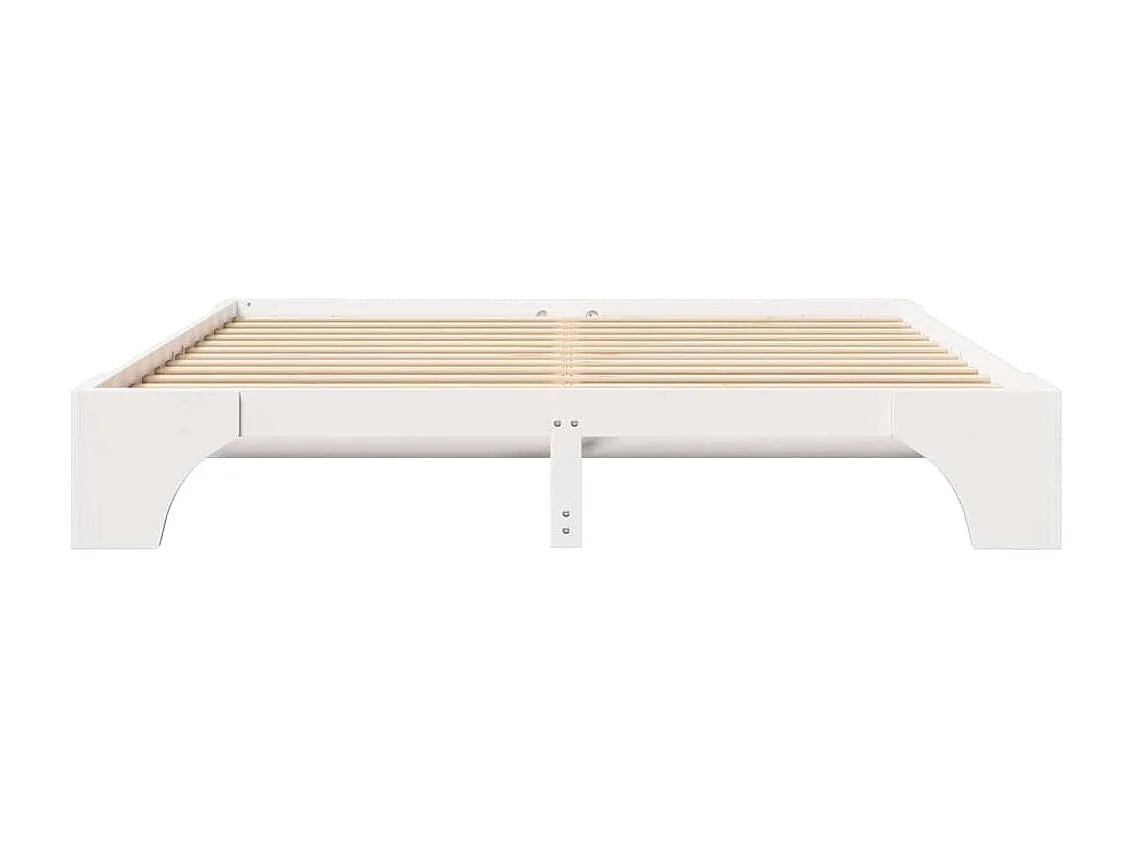 Lit double | Lit adulte | Cadre de lit blanc 200x200 cm en bois massif