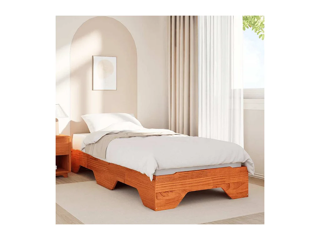 Letto per adulti | Letto singolo | Giroletto senza Materasso impilabile Marrone Cera 90x190 cm