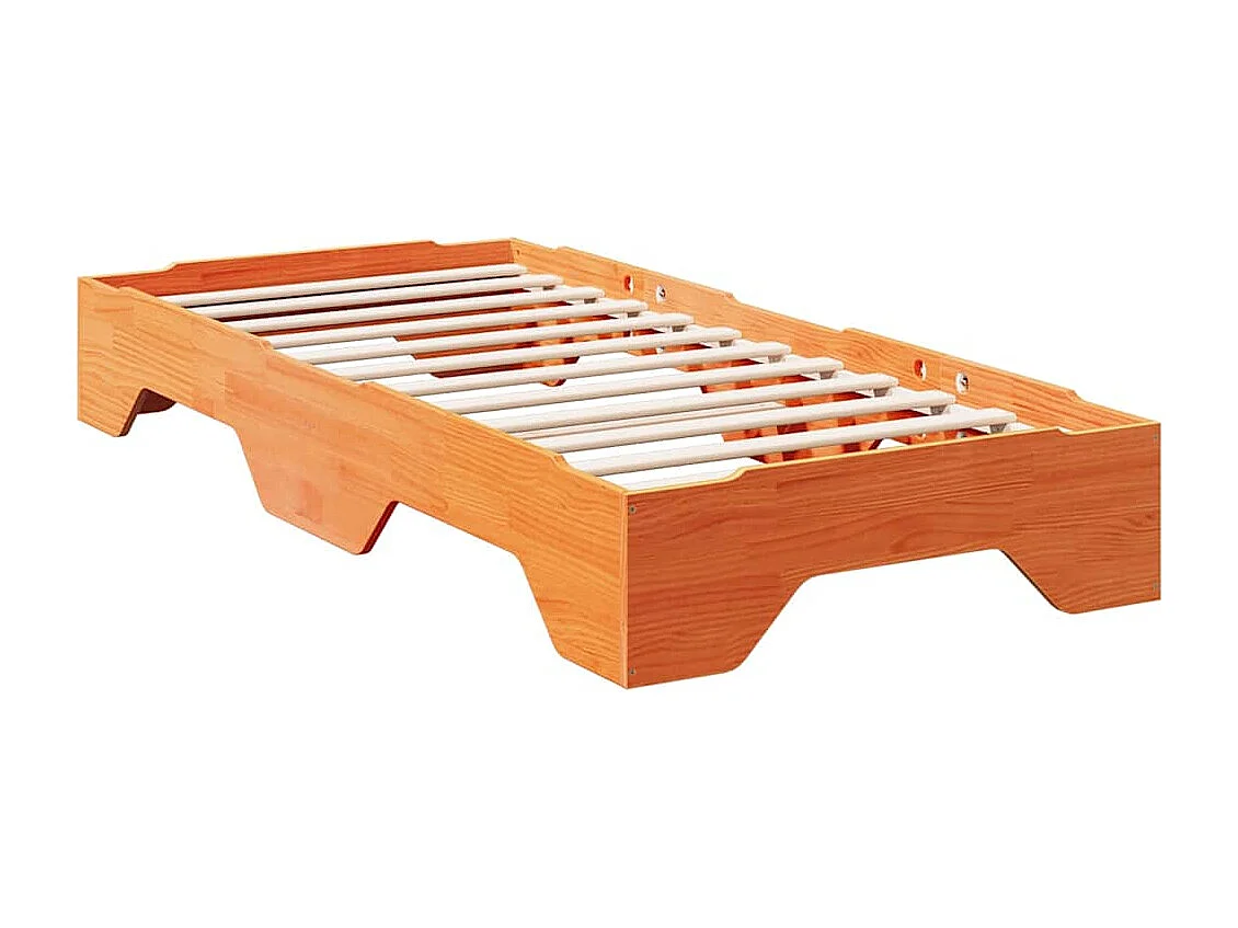 Lit simple | Lit adulte, enfant | Cadre de lit empilable cire marron 90x190 cm