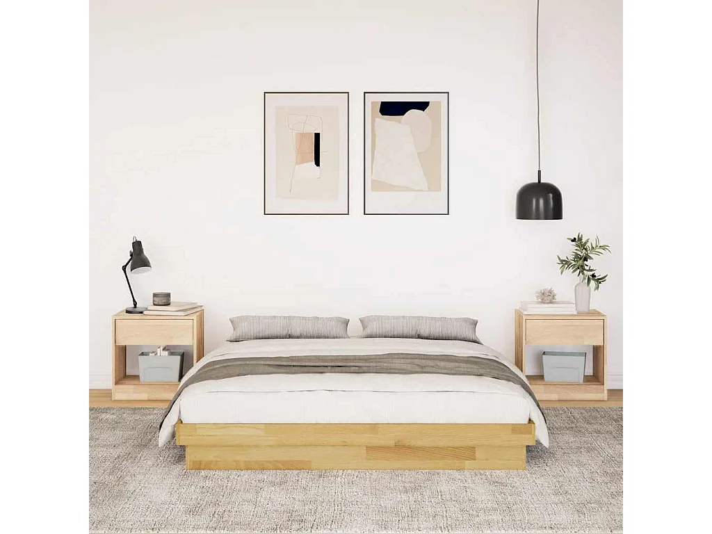 Bedframe | Tweepersoonsbed zonder matras 160x200 cm massief hout eiken