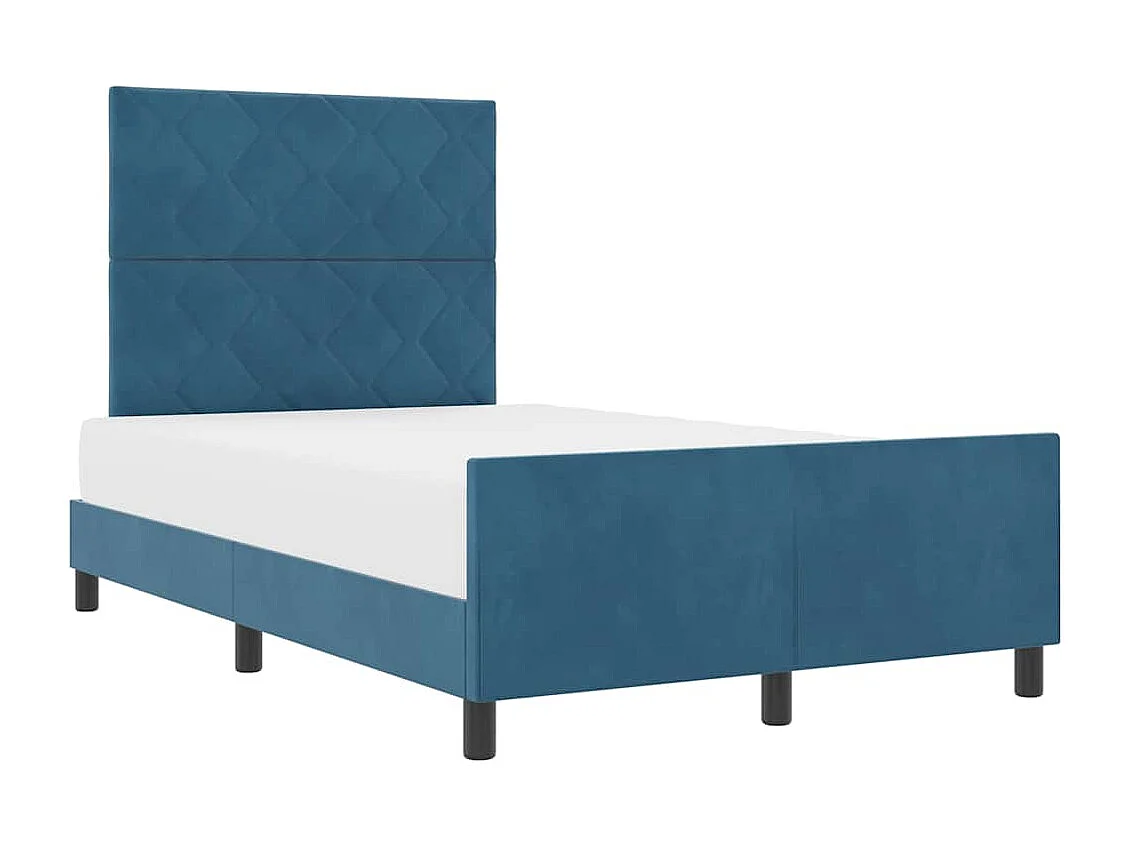 Lit simple | Lit adulte, enfant | Cadre de lit avec tête de lit Bleu foncé 120x200 cm Velours
