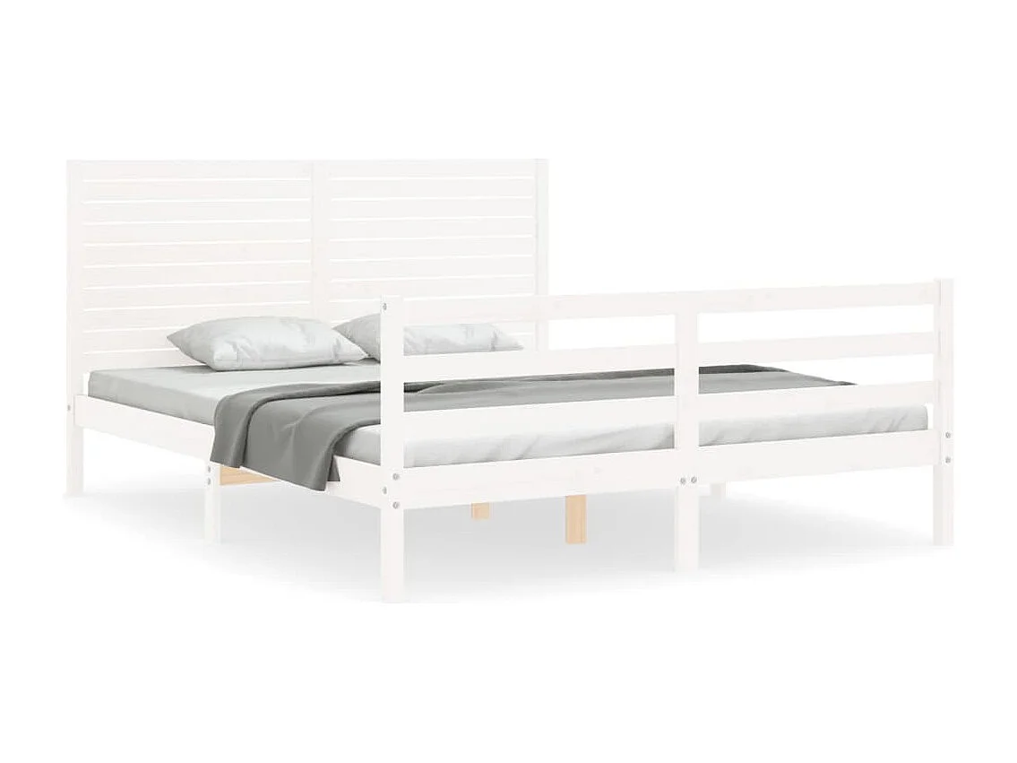 Lit double | Lit adulte | Cadre de lit blanc 160x200 cm bois massif