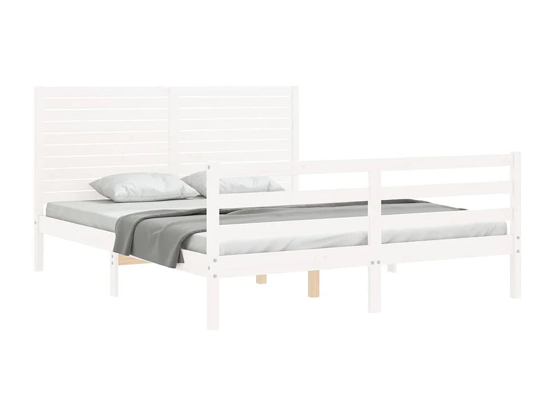 Lit double | Lit adulte | Cadre de lit blanc 160x200 cm bois massif