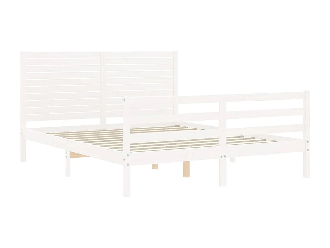 Lit double | Lit adulte | Cadre de lit blanc 160x200 cm bois massif