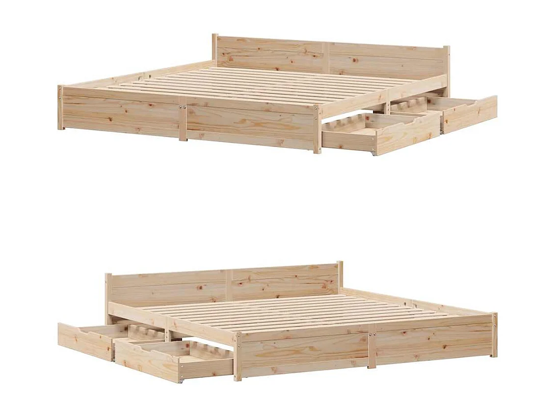 Lit double | Lit adulte | Cadre de lit 200x200 cm bois massif de pin
