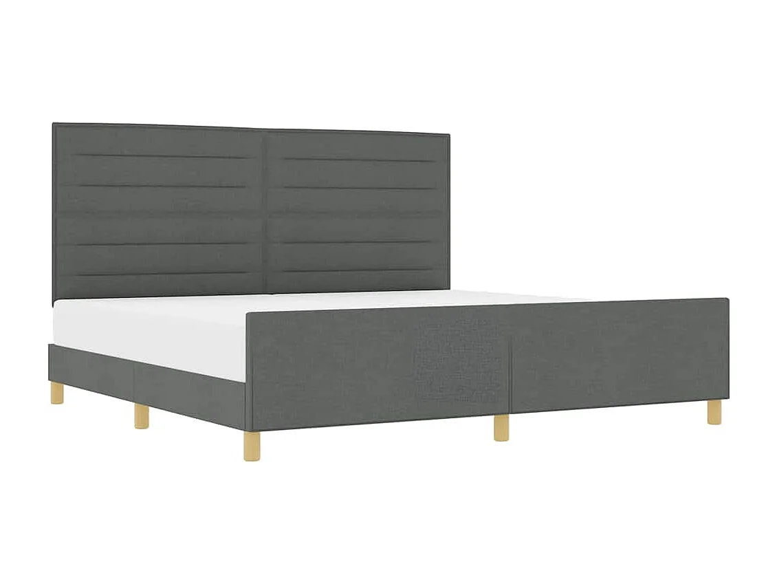 Lit double | Lit adulte | Cadre de lit avec tête de lit Gris foncé 200x200 cm tissu