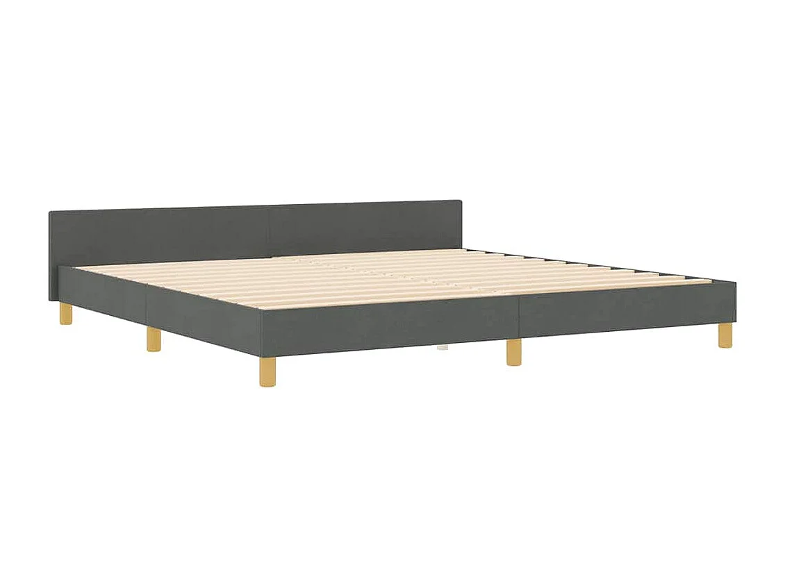 Lit double | Lit adulte | Cadre de lit avec tête de lit Gris foncé 200x200 cm tissu