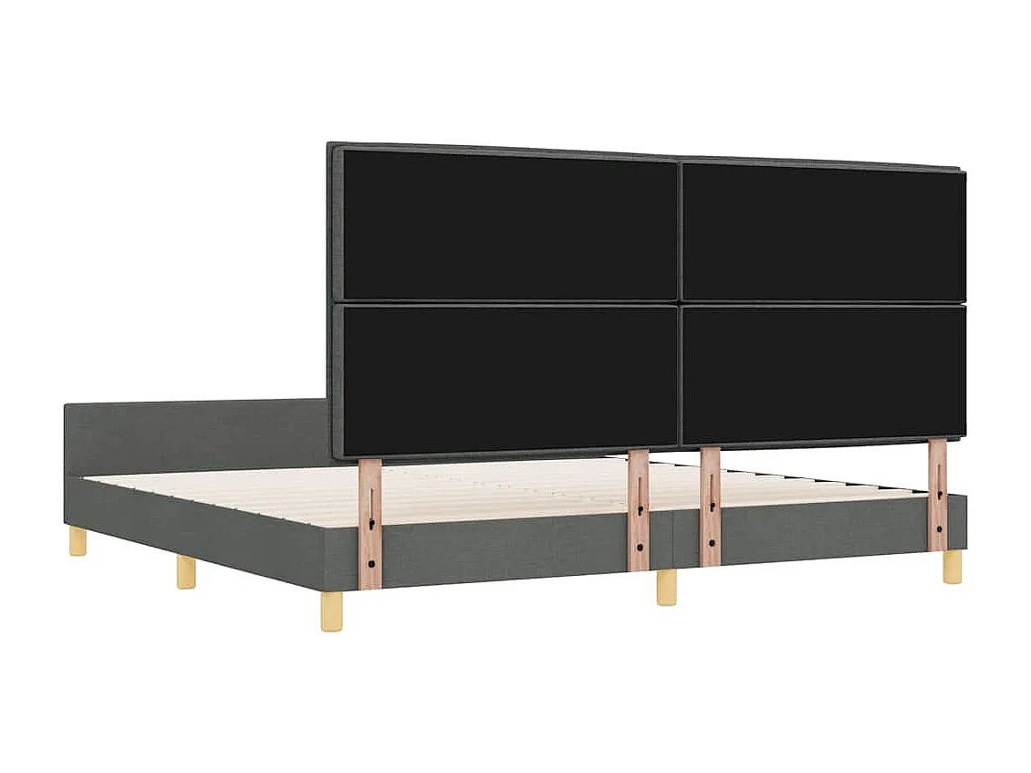 Lit double | Lit adulte | Cadre de lit avec tête de lit Gris foncé 200x200 cm tissu