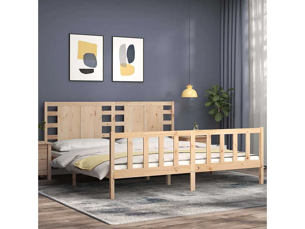 Lit double | Lit adulte | Cadre de lit 200x200 cm bois massif de pin