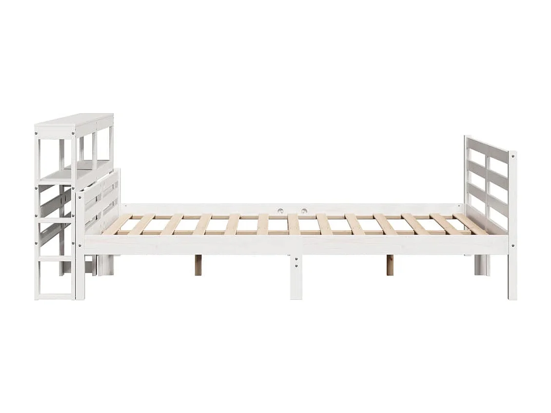 Letto per adulti | Letto matrimoniale | Giroletto con Testiera Bianco 150x200 cm Legno Massello di Pino