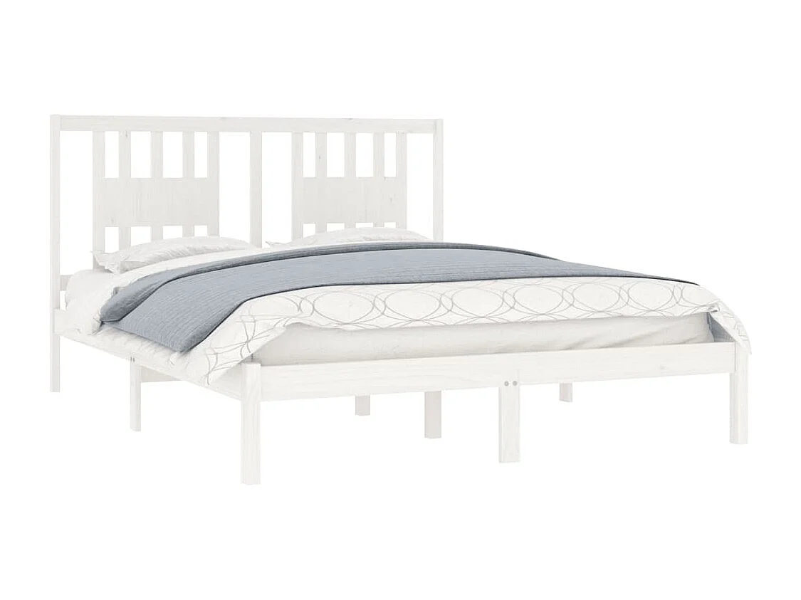 Lit double | Lit adulte | Cadre de lit blanc bois massif 140x200 cm