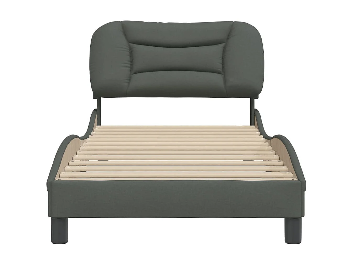 Lit simple | Lit adulte, enfant | Cadre de lit gris foncé 80x200 cm tissu