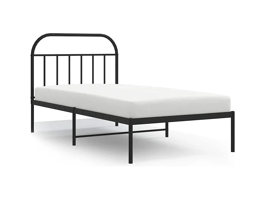 Lit simple | Lit adulte, enfant | Cadre de lit métal avec tête de lit noir 100x190cm