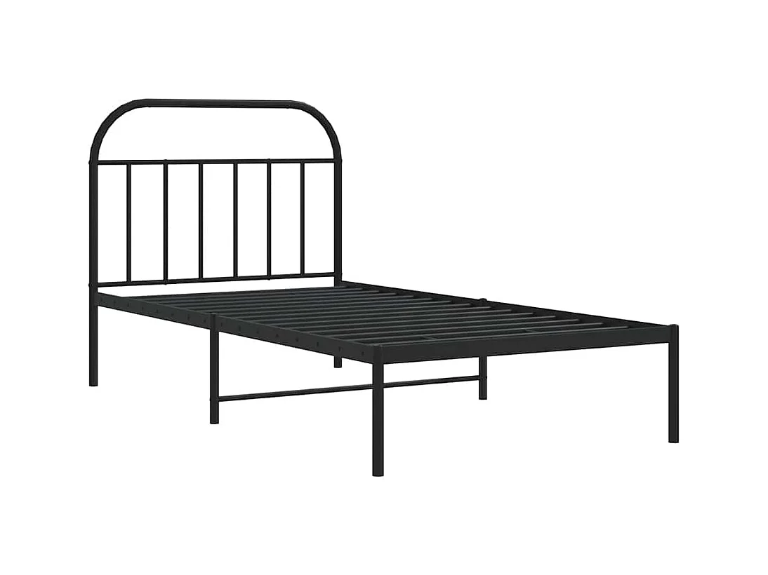 Lit simple | Lit adulte, enfant | Cadre de lit métal avec tête de lit noir 100x190cm