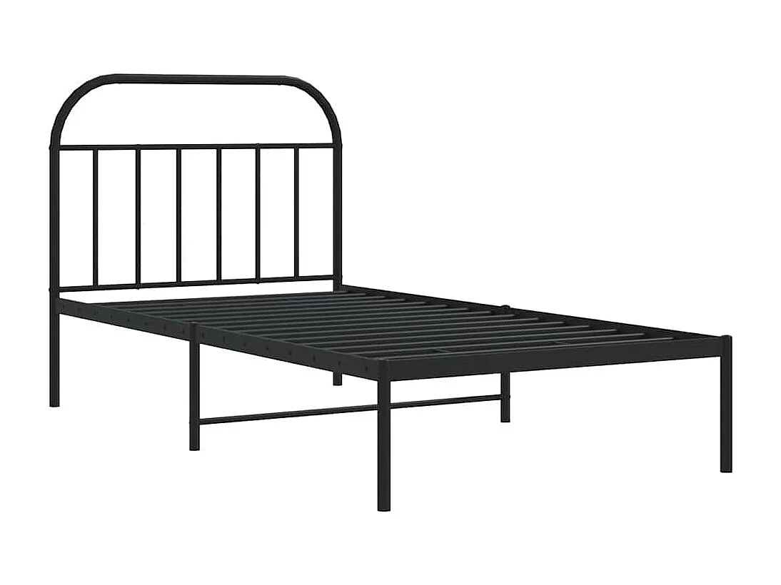 Lit simple | Lit adulte, enfant | Cadre de lit métal avec tête de lit noir 100x190cm