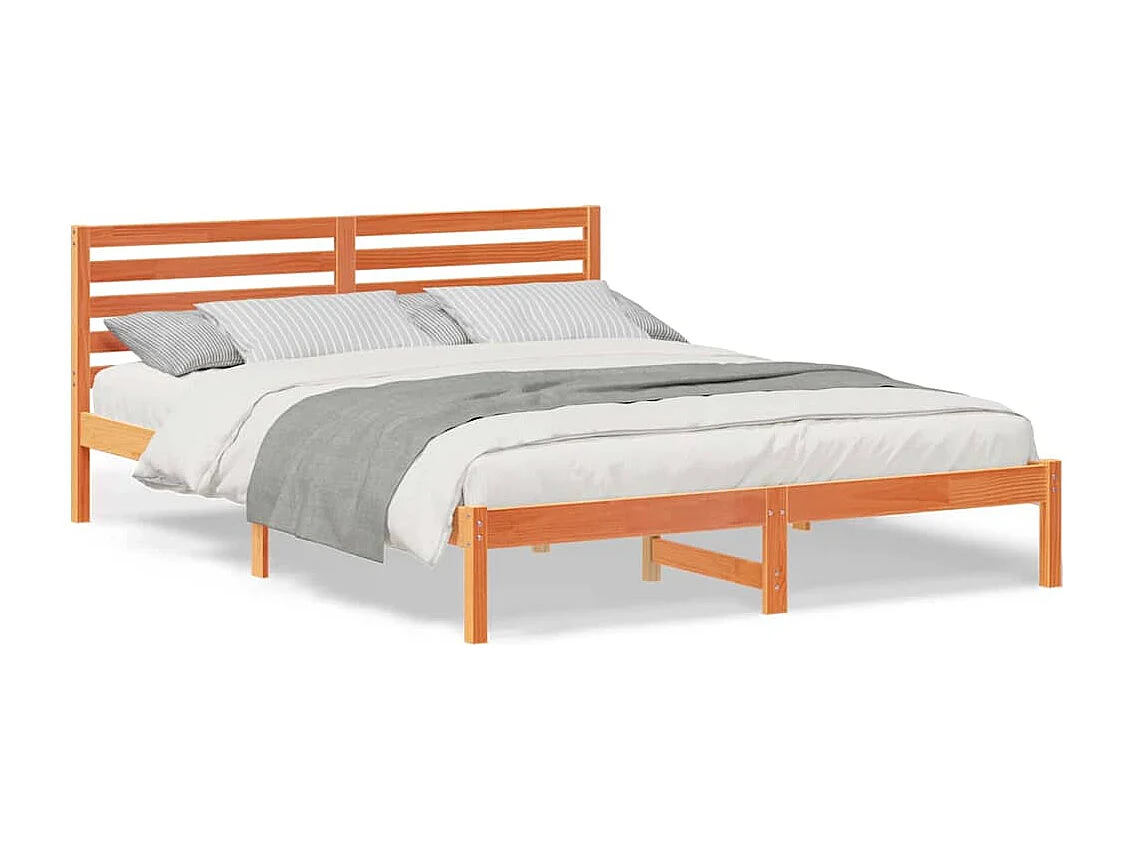 Lit double | Lit adulte | Cadre de lit Marron cire 160x220 cm Bois massif en pin