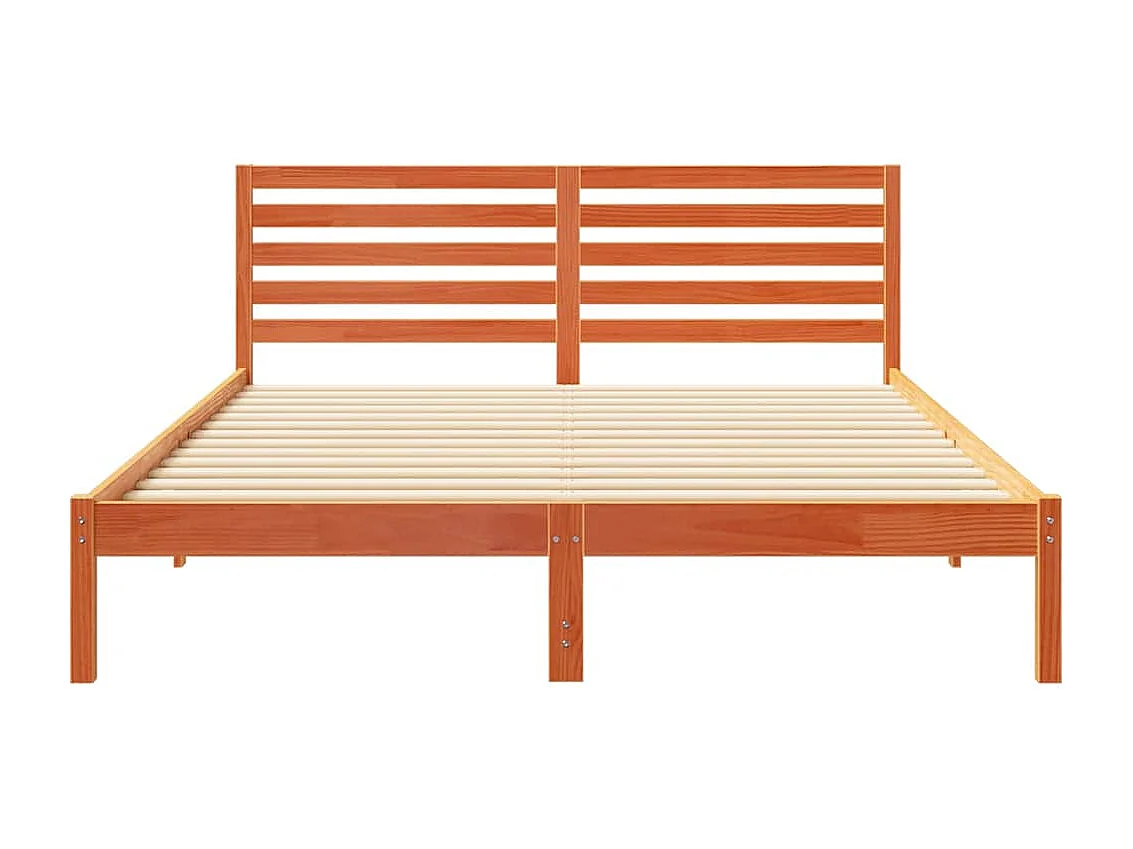 Lit double | Lit adulte | Cadre de lit Marron cire 160x220 cm Bois massif en pin