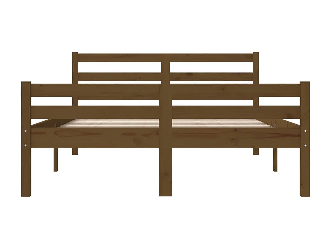 Lit double | Lit adulte | Cadre de lit marron miel bois massif 140x190 cm