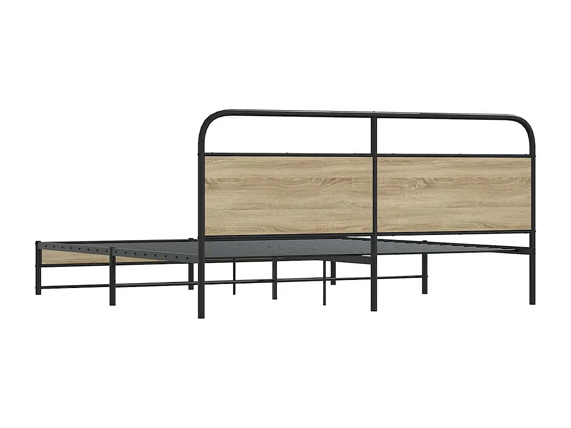 Lit double | Lit adulte | Cadre de lit en métal chêne fumé 183x213 cm