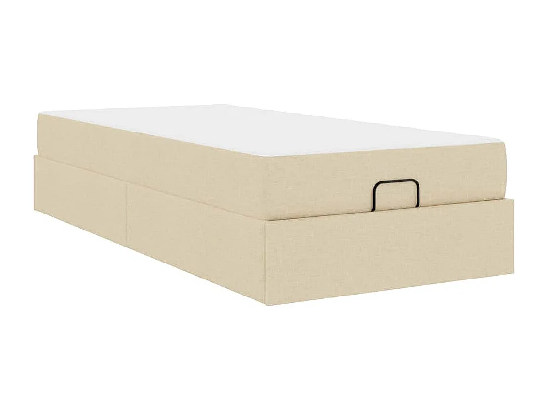Lit simple | Lit adulte, enfant | Cadre de lit avec matelas Crème 100x200 cm tissu