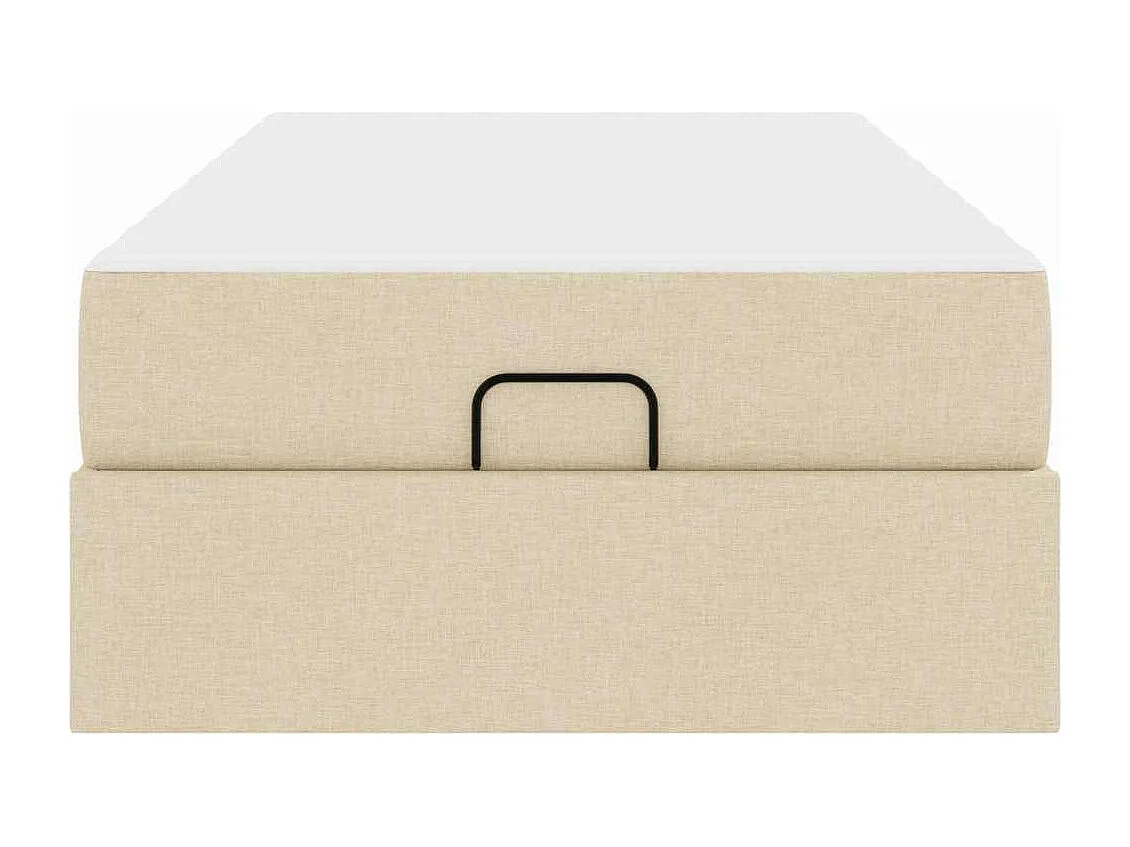 Lit simple | Lit adulte, enfant | Cadre de lit avec matelas Crème 100x200 cm tissu