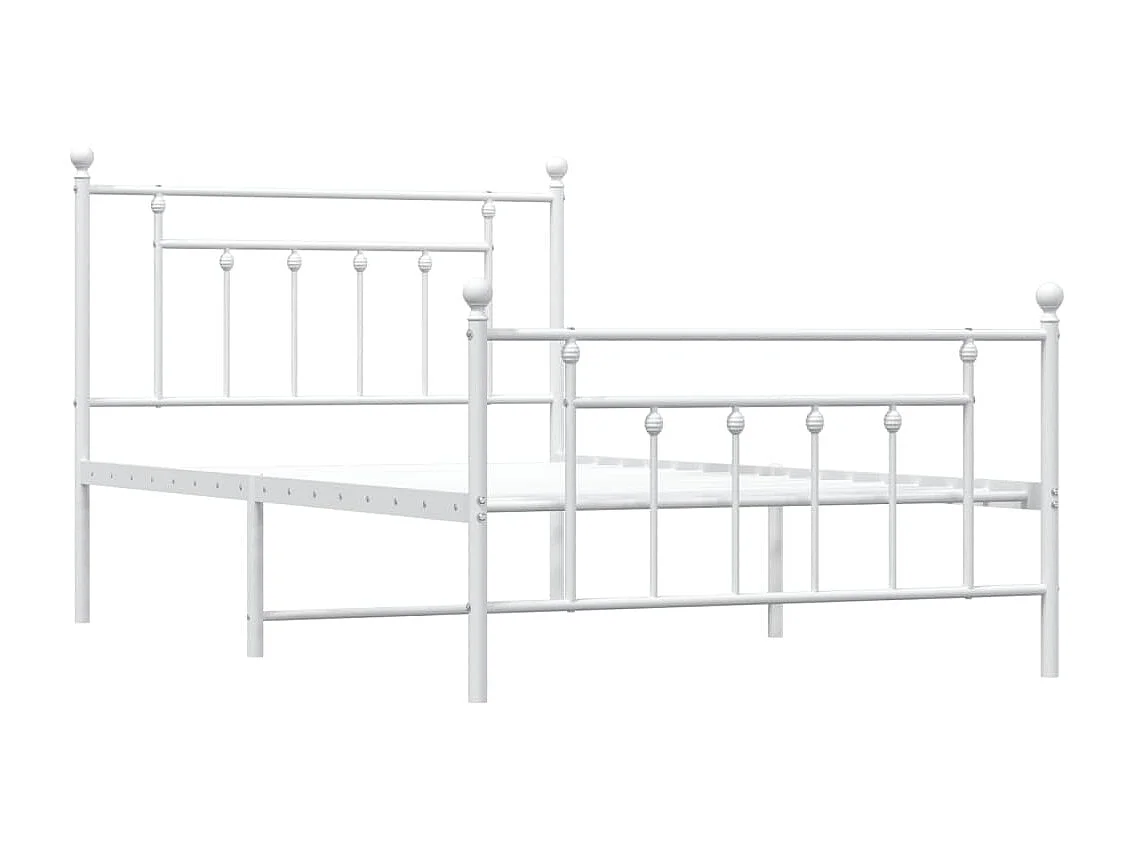 Lit simple | Lit adulte, enfant | Cadre de lit métal et pied de lit blanc 107x203 cm