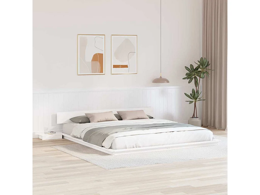 Lit double | Lit adulte | Cadre de lit Blanc 200x200 cm bois
