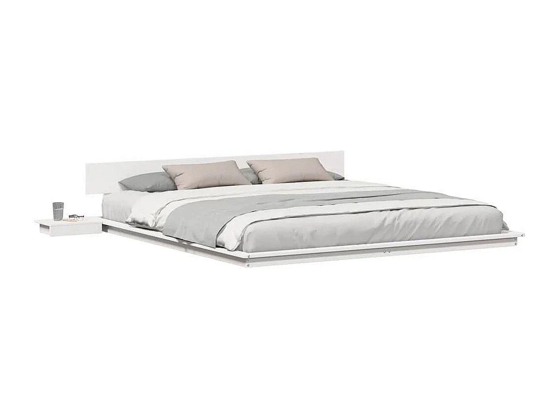 Lit double | Lit adulte | Cadre de lit Blanc 200x200 cm bois