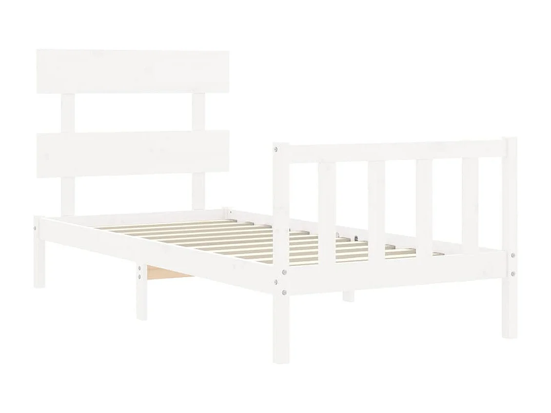 Lit simple | Lit adulte, enfant | Cadre de lit blanc 90x200 cm bois de pin massif