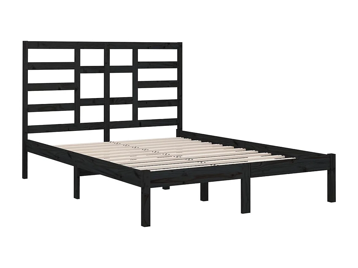 Lit double | Lit adulte | Cadre de lit noir bois massif 140x190 cm