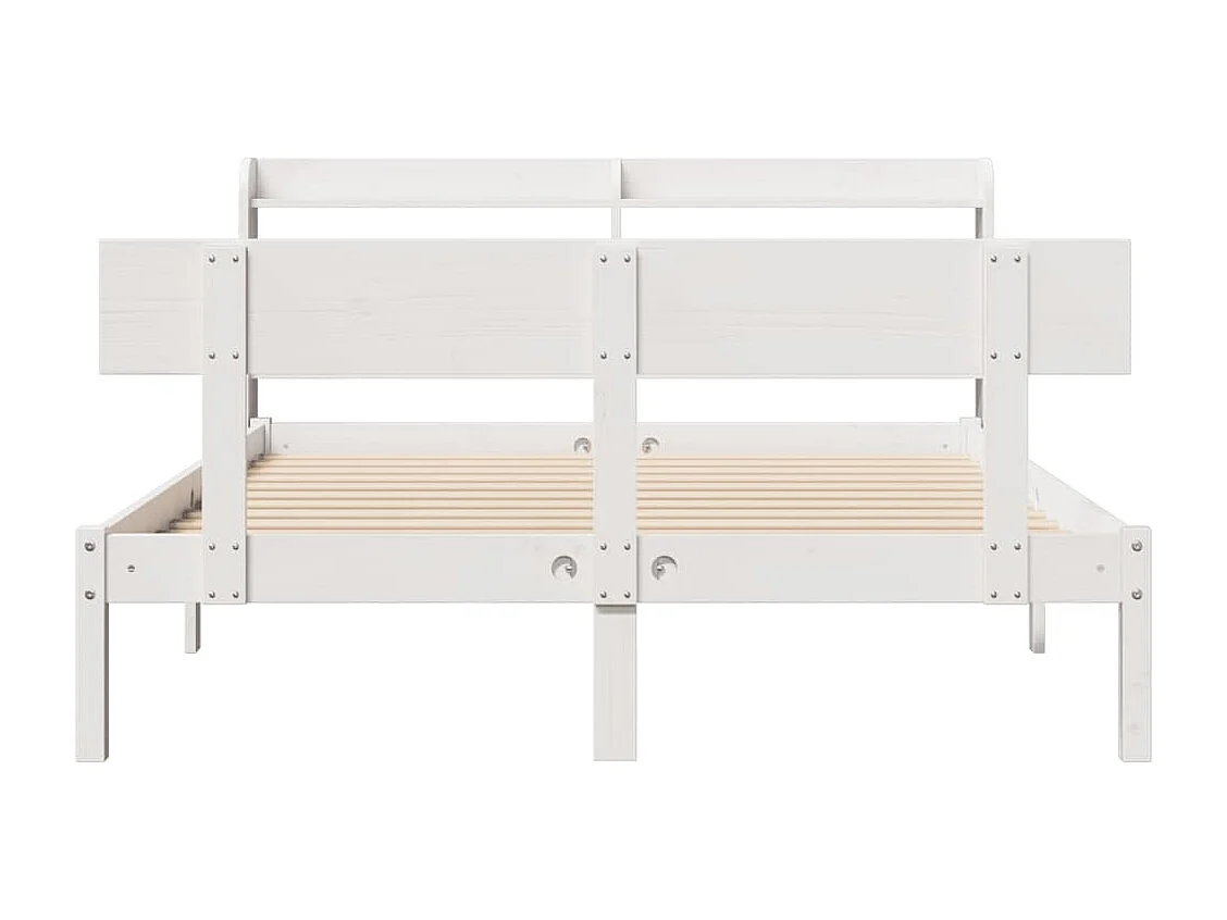 Lit double | Lit adulte | Cadre de lit blanc 160x200 cm bois de pin massif