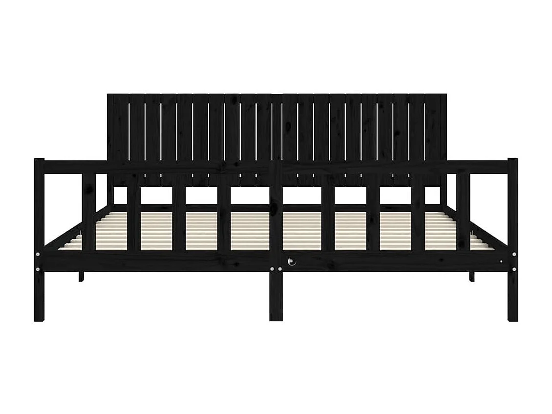 Lit double | Lit adulte | Cadre de lit noir 200x200 cm bois massif de pin