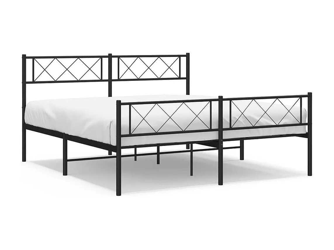 Lit simple | Lit adulte, enfant | Cadre de lit métal avec pied de lit noir 120x200cm
