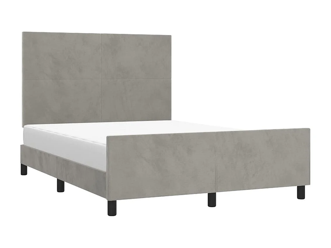 Lit double | Lit adulte | Cadre de lit gris clair 140x190 cm velours