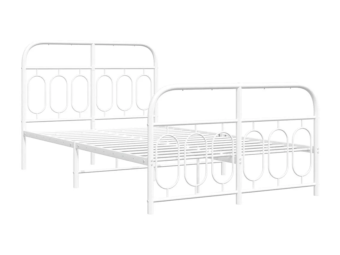 Bedframe | Eenpersoonsbed met hoofd- en voeteneinde metaal wit 120x190 cm