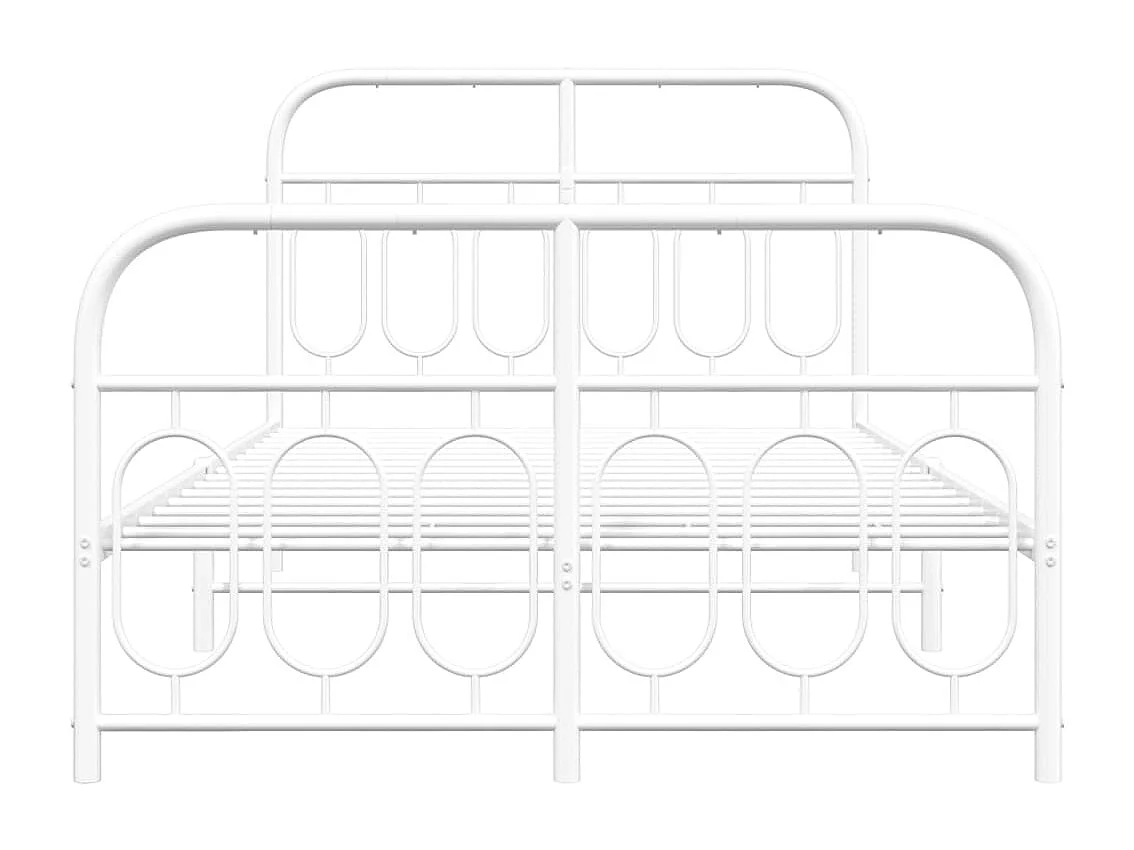 Bedframe | Eenpersoonsbed met hoofd- en voeteneinde metaal wit 120x190 cm