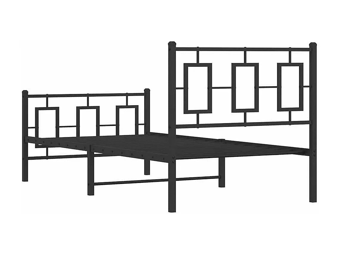 Lit simple | Lit adulte, enfant | Cadre de lit métal avec pied de lit noir 90x200 cm