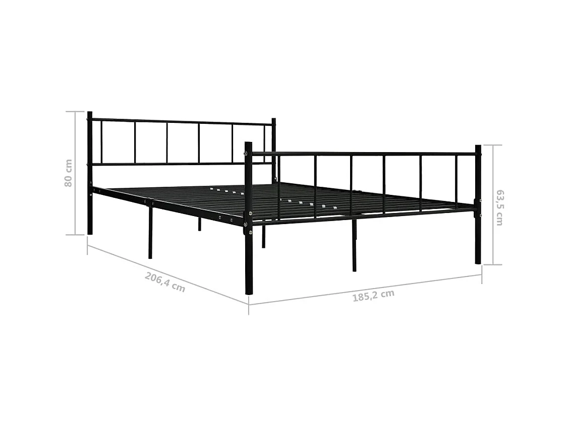 Lit double | Lit adulte | Cadre de lit noir métal 180x200 cm