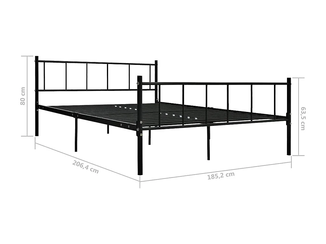 Lit double | Lit adulte | Cadre de lit noir métal 180x200 cm