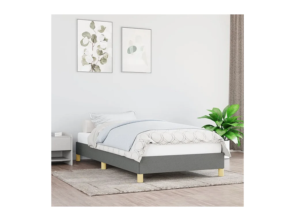 Lit simple | Lit adulte, enfant | Cadre de lit gris foncé 100x200 cm tissu